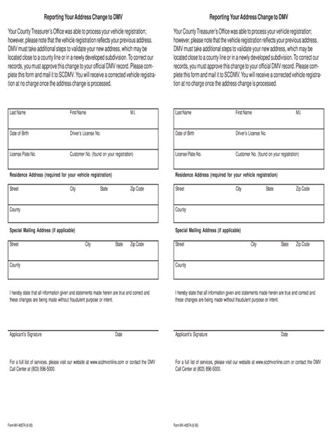 sc dmv change of address requirements